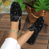 Summer Ballet Shoes Women Flat Bling Women Loafers Platform Shiny Women's Casual Shoes Slippers 43 juoda