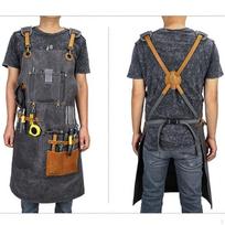 Canvas Apron Gardening Cross Back Multipurpose Woodworking Shop Tool for Gardeners pilka spalva