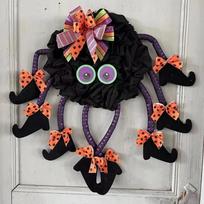 Halloween Party Decor Multi-leg Witch Wreath Spider Door Ornament Pendant Home Wall Hanging Decoration