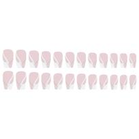 Pack Of 24 Short Square Press On Nail French Tip Glossy Acrylic Stick On Nail Manicure Nail Art Easy Application white