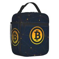 Custom Bitcoin Digital Currency Lunch Bag Women Cooler Warm Insulated Lunch Boxes for Kids School 26x21x11CM smėlis