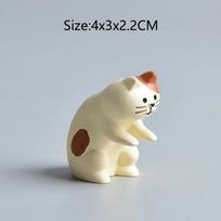 Cartoon Cat Frog Bear Yellow Chair Computer Office Model Mini Action Figures Resin Home Decor Accessories Desktop Figurine Toys S-M