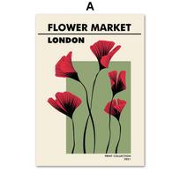 Flower Market Rose Nordic Posters London Tokyo Print Wall Art Green Canvas Painting Abstract Wall Pictures For Living Room Decor 21cm×30cm NoFrame