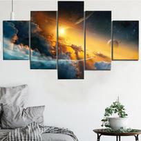 Fantazijos erdvės kraštovaizdžio veikėjas 5 vienetų drobės paveikslas spaudinys sieninis menas drobė tapyba Sienų dekoras svetainei 20x35cm*2  20x45cm*2  20x55cm*1