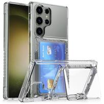 Skaidrus plastikas su kortelių laikikliu S24 telefono dėklas Samsung Galaxy S24 S23 Ultra Plus Apsauga nuo kritimo Kietas apvalkalas Galaxy S24 Ultra