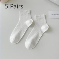 5 Pairs of Women's Summer Thin Ballet Style Mesh Breathable Boneless Pure Color Cotton Socks 5 Pairs balta
