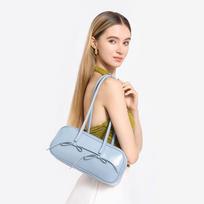Trendy Ballet-style, Simple Underarm Bowling Bag for Women, Versatile, Personalized and Stylish Single-shoulder Bag for Commuting mėlyna