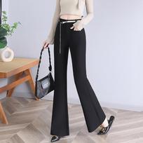 Women's Spring and Summer Draped Chain High-waisted Micro-flare Slim Thin Casual Suit Pants M juoda