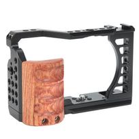 Aluminum Alloy Camera Video Shooting Cage Kit with Wooden Handle Grip for Sony A7C