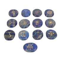 13Pcs Rune Jadestone Stones Set Witch Divination Healing Energy Aerobic Yoga Meditation Aids Lapis lapis lazuli spalva
