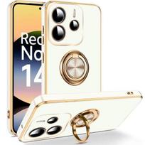 Case for Xiaomi Redmi Note 14 5G (not for 4G), Soft Silicone with Rotating Ring White