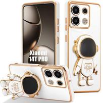 Case for Xiaomi 14T Pro, Anti-Scratch Silicone Protection with Astronaut Stand - White