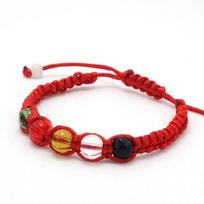Five-color Beads Red Rope Bracelet One Size