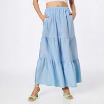 Women's Solid Color Summer Pocket Casual Cake Skirt L šviesiai mėlyna spalva