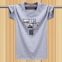 Men's Trendy Hong Kong Style Short-Sleeve Cotton T-Shirt S