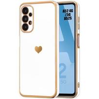 Case - BOOLING - for Samsung Galaxy A52/A52s 5G - Silicone TPU - Shockproof - Heart Pattern - White balta