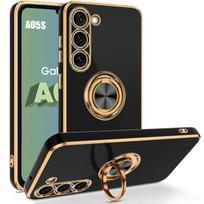 Case - BOOLING - for Samsung Galaxy A05s - Black - Shockproof Soft TPU - 360° Rotating Ring juoda