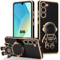 Case for Samsung Galaxy A16 4G/5G, Soft TPU Anti-Scratch with Astronaut Stand - Black juoda