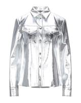 Casual Formal Wear Soft Fit Women's Shirt Silver Genuine Lambskin Leather Handmade Stylish S sidabras