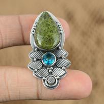 Easter Deal Sterling Silver Gogunjula Gemstone Swiss Blue Topaz Pendant Jewelry