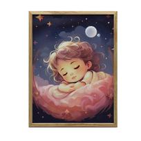 Poster Dream On A Pink Cloud Poster Dream On A Pink Cloud, 50X70 Cm, Dark Brown Wooden Frame, 230 Gsm Matte Paper 54