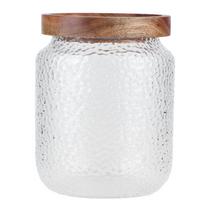 Stiklainių rinkinys Platus sandėliavimo indas su sandariu mediniu dangčiu kavos pupelėms, užkandžiams, riešutams 500ml white