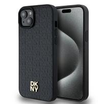 Dkny Dkhmp15Mpshrpsk Iphone 15 Plus /14 Plus 6.7 Czarny/Black Hardcase Leather Monogram Pattern Metal Logo Magsafe