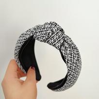 PROLY New Fashion Headband For Women Wide Side Hairband Center Knot Turban Adult Classic Plaid Turban Winter Hair Accessories