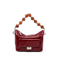Oil Wax Leather Shoulder Bag Pleated Women's Bag Bead Chain Bag Crossbody Hand Bag bordinė