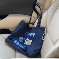 Lazy Wind Drawstring Canvas Bag Bag Women's 2025 New Trendy Korean Tote Bag Student Large Capacity Shopping Bag