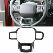 Carbon Fiber Steering Wheel Cover Trims For Ford F150 F-150 2021 2022 2023 2024