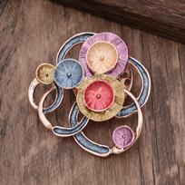 New geometric hollow enamel planet magnetic brooch, fashionable and personalized women's versatile alloy brooch Magnetic