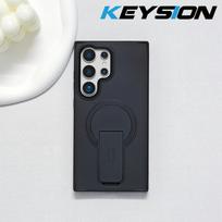 KEYSION Shockproof Translucent Case for Samsung S24 Ultra 5G S24+ S23 Edge Kickstand Wireless Charging Matte Clear Back Cover for Galaxy S24