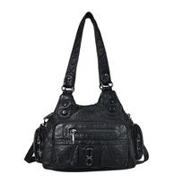 Women's Leather Handbag Washed Leather Clutch Bag for Ladies Large Capacity Shoulder Bag Fashion High Quality