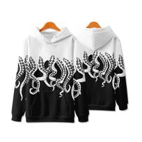 Cthulhu H P Lovecraft Graphic Hoodies Casual Octopus Tentacle Retro Streetwear Halloween for Autumn/Winter Long Sleeve Gothic L white