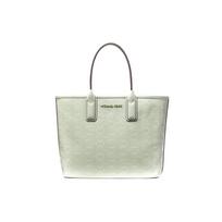 Michael Kors Jodie Classic Vintage Monogram Print Faux Leather Tote Bag Women Tote Mint-Green 35H1T2JT1C-ATOM Basic Set (Bag+Dust Bag) white