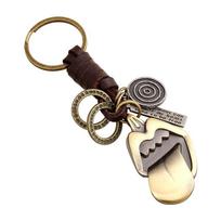 Kūrybingas raktų pakabukas vyrams ir moterims, maža dovana, vintažinis pintos odos raktų pakabukas black