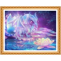 Deimantinis siuvinėjimas Dragon Lotus 3D Deimantinis paveikslas Siuvinėjimas kryželiu Kalnų krištolų paveikslas pilnas apvalus 20X30CM