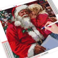 Full Square Diamond Embroidery Santa Claus Diamond Painting 5D Girl Mosaic Cartoon Christmas Decorations For Home Full Round （30x30CM） gray