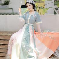 Šokių suknelė Tang Hanfu moteriška suaugusiųjų senovinis kostiumas patobulintas siuvinėjimas pusrankovė liemens sijonas sceninė kinų šokių suknelė L raudona