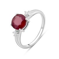 Sidabrinis žiedas su natūraliu rubinu 2.363ct, kubinis cirkonis (2096184) 2,84 g. 925 pavyzdžiai 18