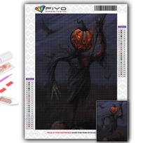 Deimantinis paveikslas Helovinas baisus moliūgo galva, vyras, siuvinėjimas kryželiu Kalnų krištolinis namų dekoras Full Round 20X30CM black