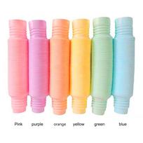 Kūrybingas teleskopinis vamzdis, stresą mažinantys fidget žaislai, antistresinis sensorinis žaislas, plastikinis gofruotas vamzdis, autizmo spaudomasis žaislas 1.9cm (14cm to 48cm) geltona