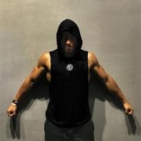 Muscleguys Summer Men's Cotton Breathable Sweat Absorbing Sports Hooded Vest Fitness Loose Sleeveless T-shirt XXL balta