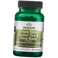 Vynuogių sėklų, žaliosios arbatos ir pušies žievės kompleksas, Grape Seed Green Tea & Pine Bark Complex, Swanson 60 kaps. (71280104) 60caps