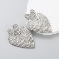 Women's Drop Earrings Exaggerate Bohemian Retro Full Crystal Heart Earrings Simple Personality Earring OneSize sidabras