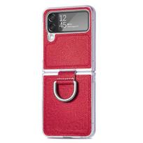 Anti -Scratch Ring Holder Fashion Case For Samsung Galaxy Z Flip4 Flip 4 5g Flip3 Flip 3 Protective Cover For Samsung Z Flip 4 for Samsung Z Flip 4 raudona