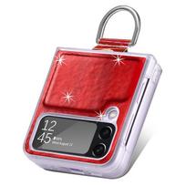 Nenuleidžiamas nešiojamas pirštų žiedo dėklas, skirtas Samsung Galaxy Z Flip4 5g Flip 4 Flip3 Flip 3 telefono priedai, skirti Samsung Flip4 for Samsung Z Flip 3 raudona