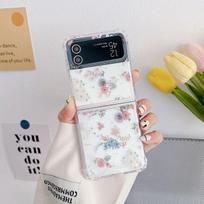 For Samsung Z Flip 4 Case Flash Flower Transparent Folding Phone Case For Samsung Z Flip 3 5g Zflip4 Shockproof Hard Back Cover For Z Flip 4