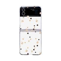 For Samsung Galaxy Z Flip 4 3 Case Shiny Stars Pattern Painted Transparent Folding Shockproof Clear Hard Back Cover Accessories For Galaxy Z Flip 3